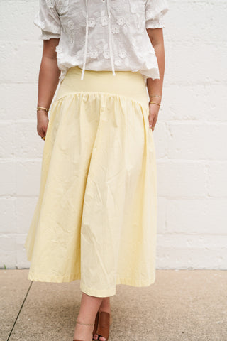 Sunwashed Cotton Drop Waist Midi Skirt