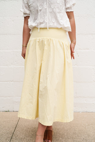 Sunwashed Cotton Drop Waist Midi Skirt