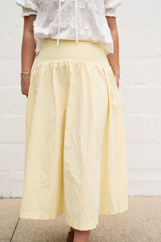 Sunwashed Cotton Drop Waist Midi Skirt