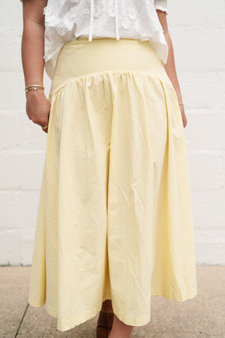 Sunwashed Cotton Drop Waist Midi Skirt