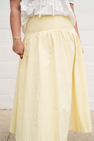 Sunwashed Cotton Drop Waist Midi Skirt