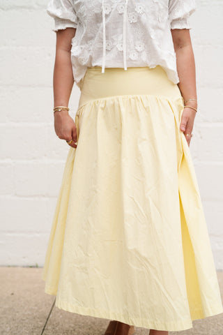 Sunwashed Cotton Drop Waist Midi Skirt