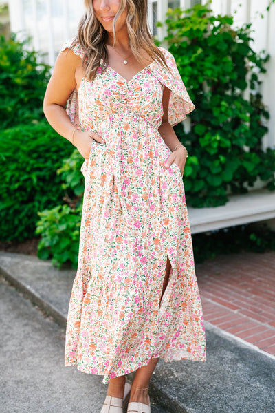 Keep Blooming Floral V-Neck Dress