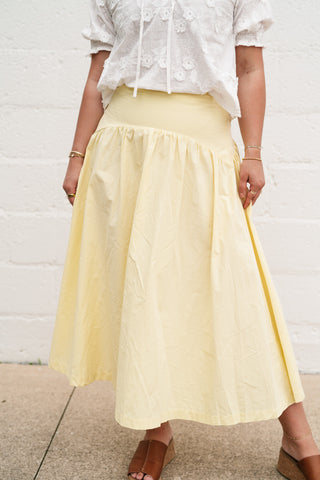 Sunwashed Cotton Drop Waist Midi Skirt