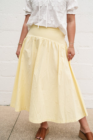 Sunwashed Cotton Drop Waist Midi Skirt