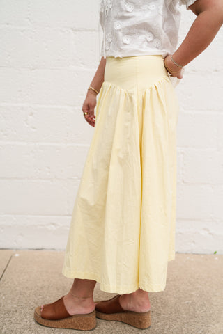 Sunwashed Cotton Drop Waist Midi Skirt