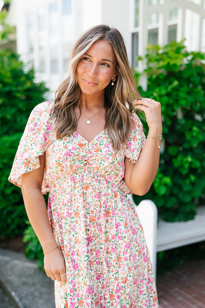 Keep Blooming Floral V-Neck Dress