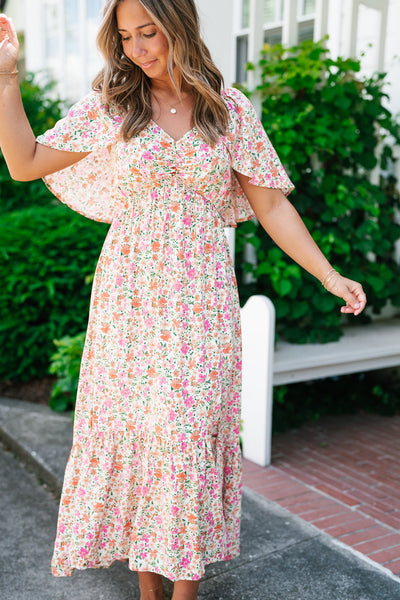 Keep Blooming Floral V-Neck Dress