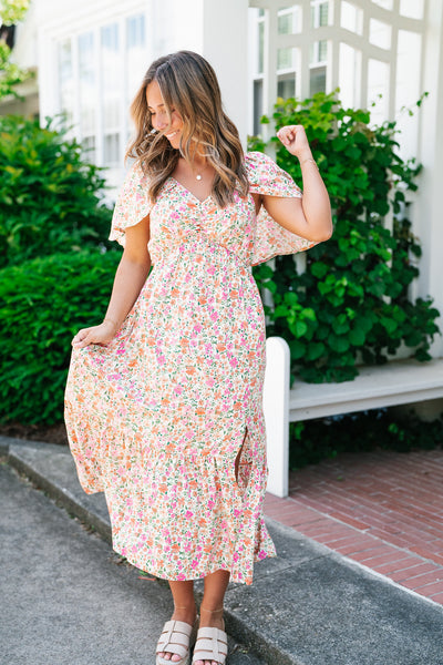 Keep Blooming Floral V-Neck Dress