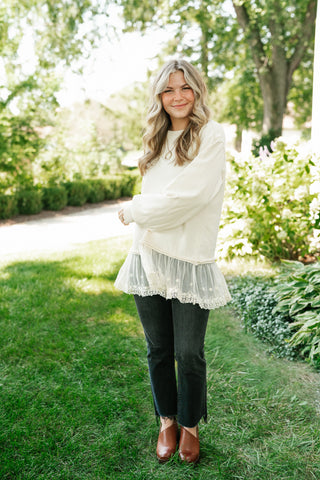Lighthearted Flowy Lace Top - Ivory