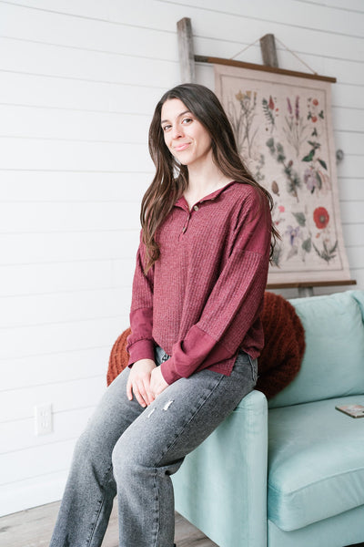 Knox Thermal Pullover- Red Bean