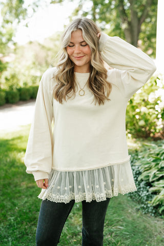Lighthearted Flowy Lace Top - Ivory