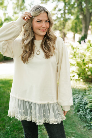 Lighthearted Flowy Lace Top - Ivory