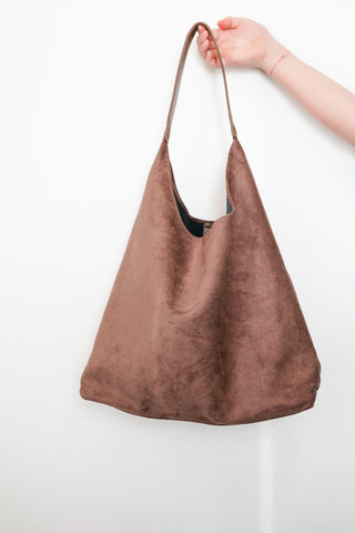 The Harbor Faux Suede Bag - Brown