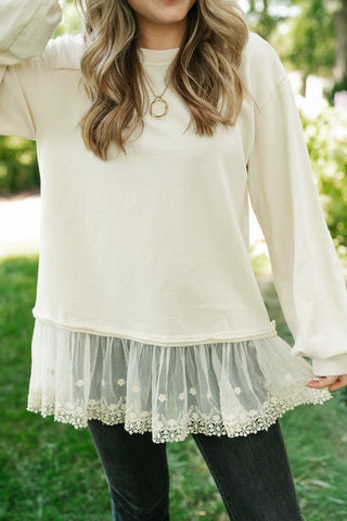 Lighthearted Flowy Lace Top - Ivory