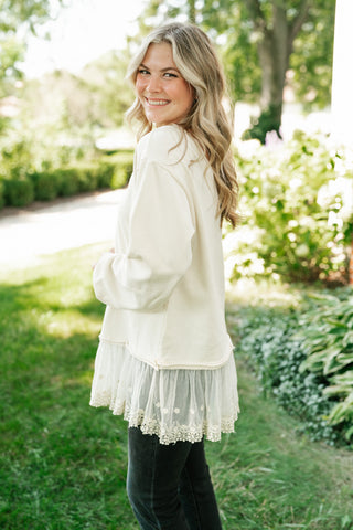 Lighthearted Flowy Lace Top - Ivory