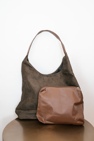 The Harbor Faux Suede Bag - Olive