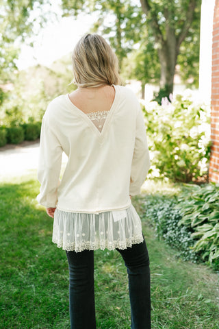 Lighthearted Flowy Lace Top - Ivory