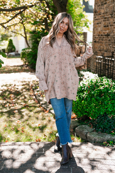 Peaceful Meadow Collared Gauze Tunic