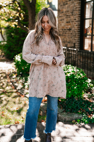 Peaceful Meadow Collared Gauze Tunic