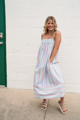 Sunray Striped Midi Dress