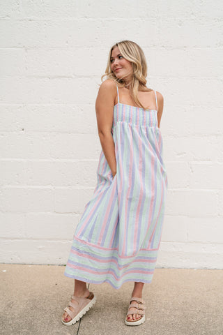 Sunray Striped Midi Dress
