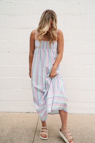 Sunray Striped Midi Dress