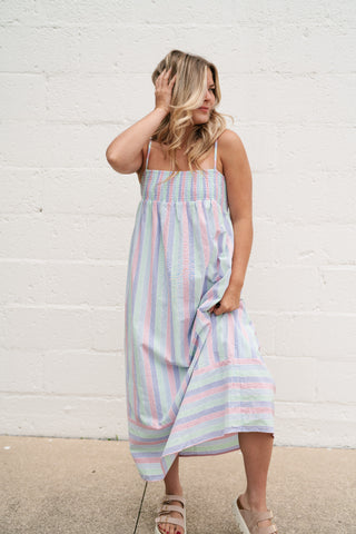 Sunray Striped Midi Dress