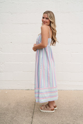 Sunray Striped Midi Dress