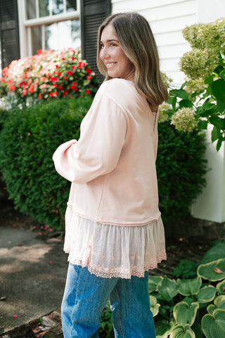 Lighthearted Flowy Lace Top - Soft Pink