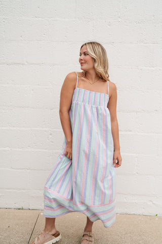 Sunray Striped Midi Dress