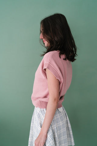 Sonny Button Down Sweater Top - Mauve