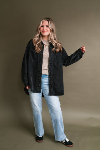 Backroads Relaxed Washed Black Denim Shacket