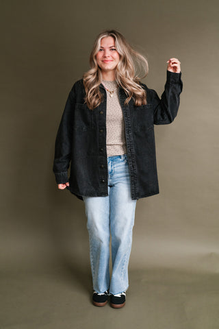 Backroads Relaxed Washed Black Denim Shacket