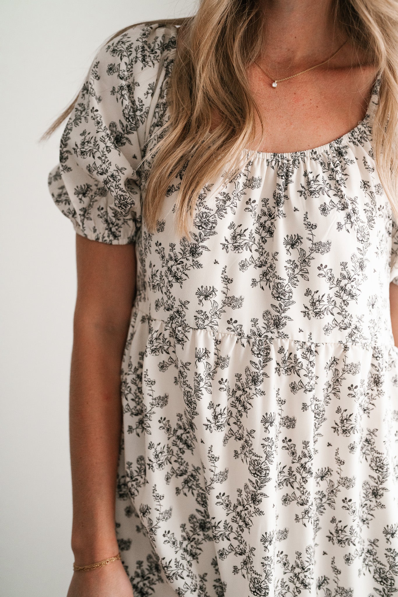 Another Love Floral Casual Midi Dress - Cream