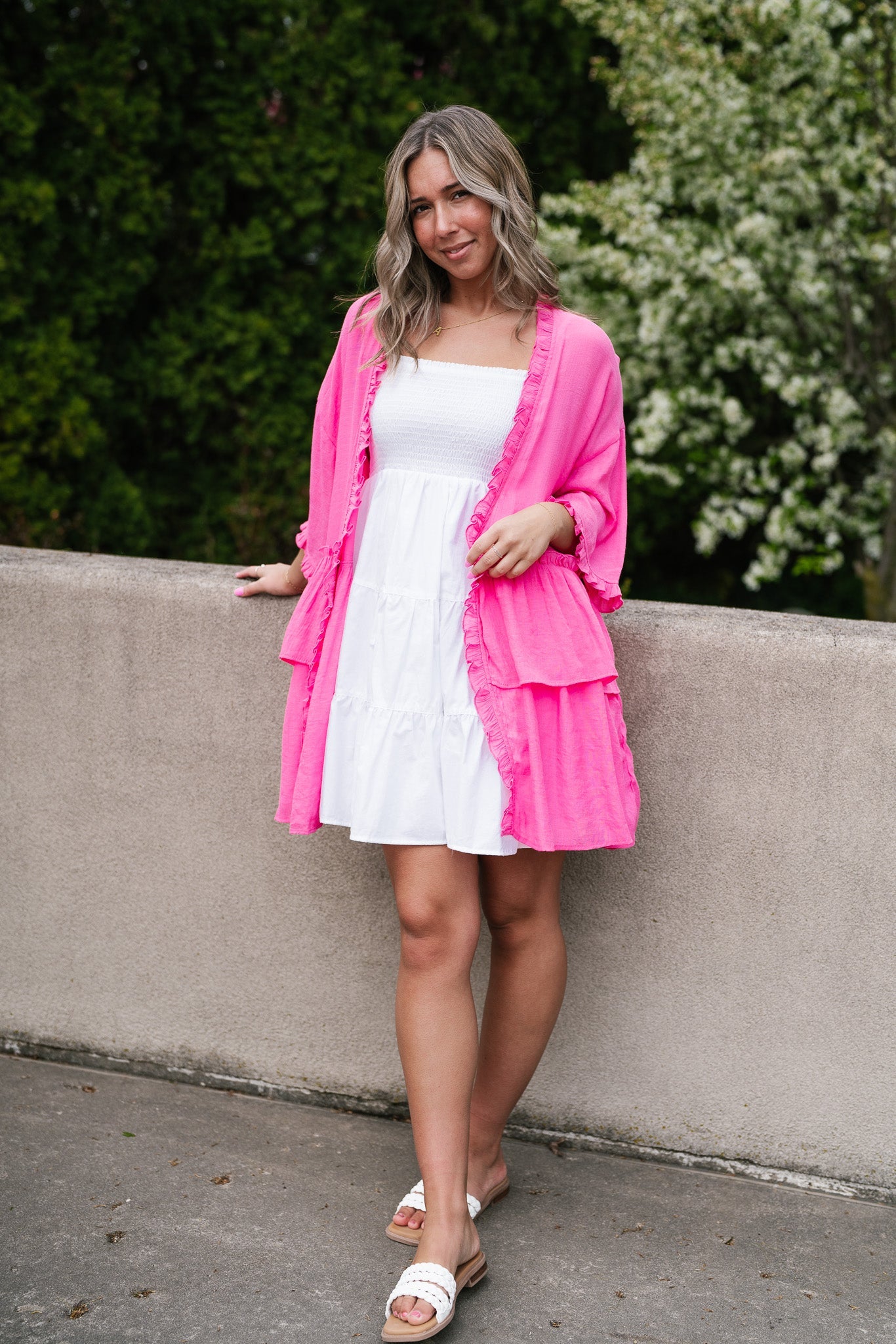All You Need Pink Ruffle Kimono