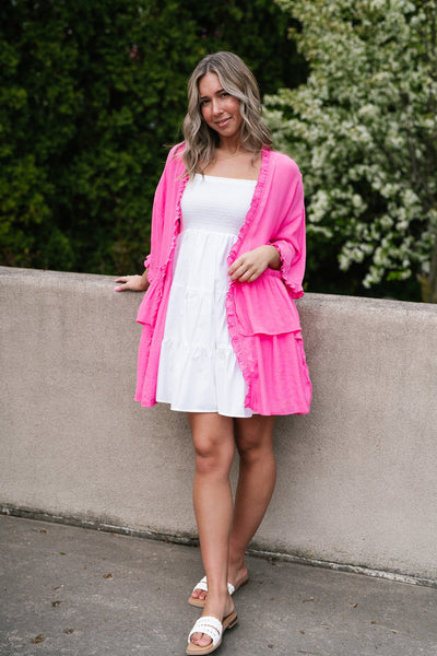 All You Need Pink Ruffle Kimono