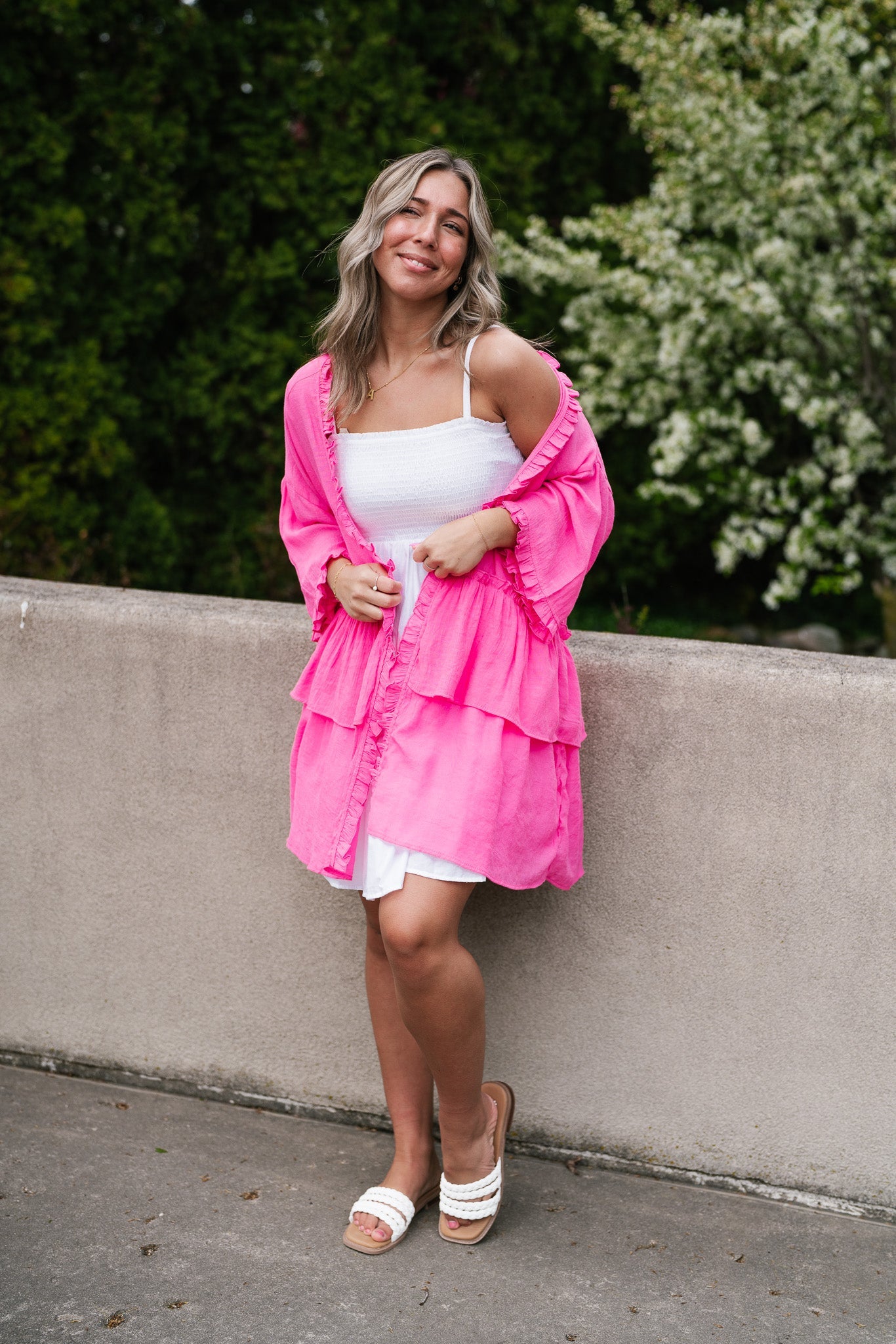 All You Need Pink Ruffle Kimono