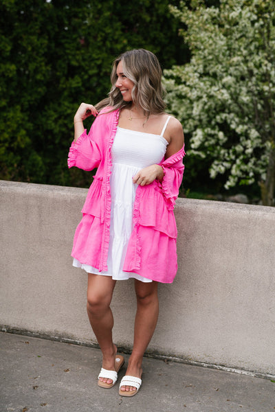 All You Need Pink Ruffle Kimono
