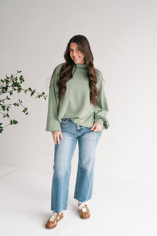 Timeless Touch Mock Neck Sweatshirt - Sage