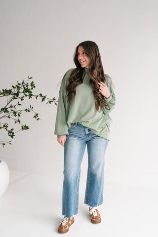 Timeless Touch Mock Neck Sweatshirt - Sage