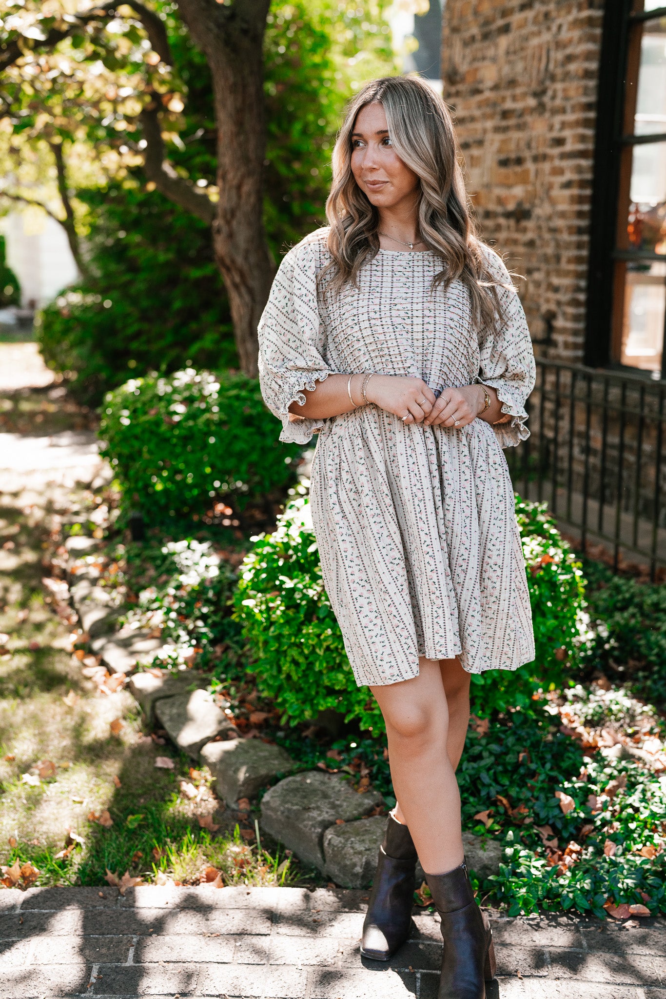 Timeless Dream Textured Mini Dress - Sage Grey