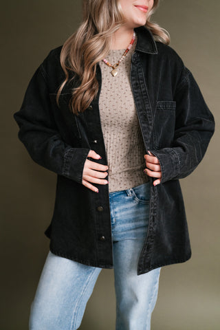 Backroads Relaxed Washed Black Denim Shacket
