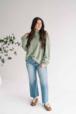 Timeless Touch Mock Neck Sweatshirt - Sage