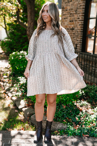 Timeless Dream Textured Mini Dress - Sage Grey