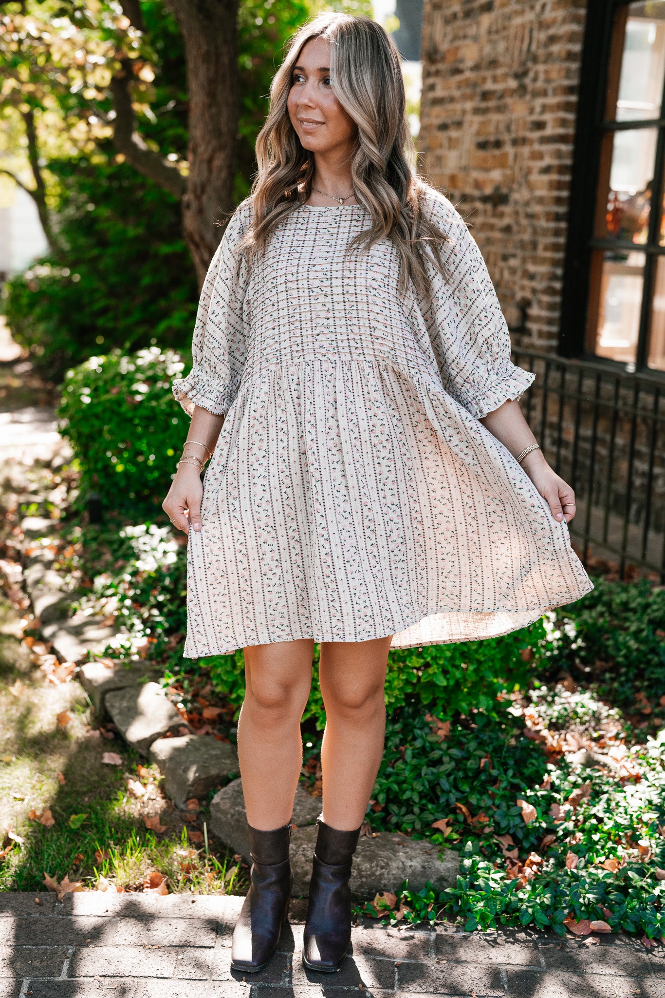 Timeless Dream Textured Mini Dress - Sage Grey