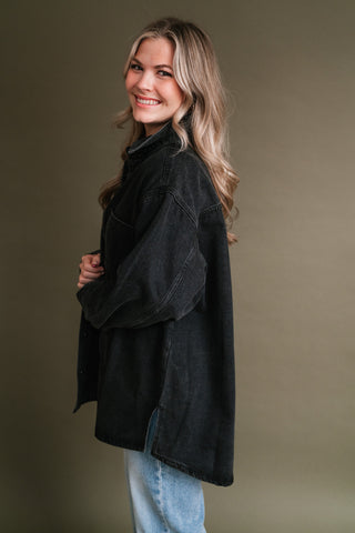 Backroads Relaxed Washed Black Denim Shacket