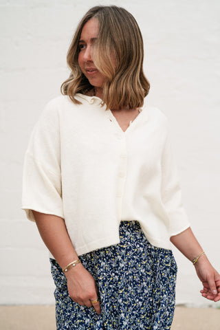 Sunny May Knit Button Up - Ivory
