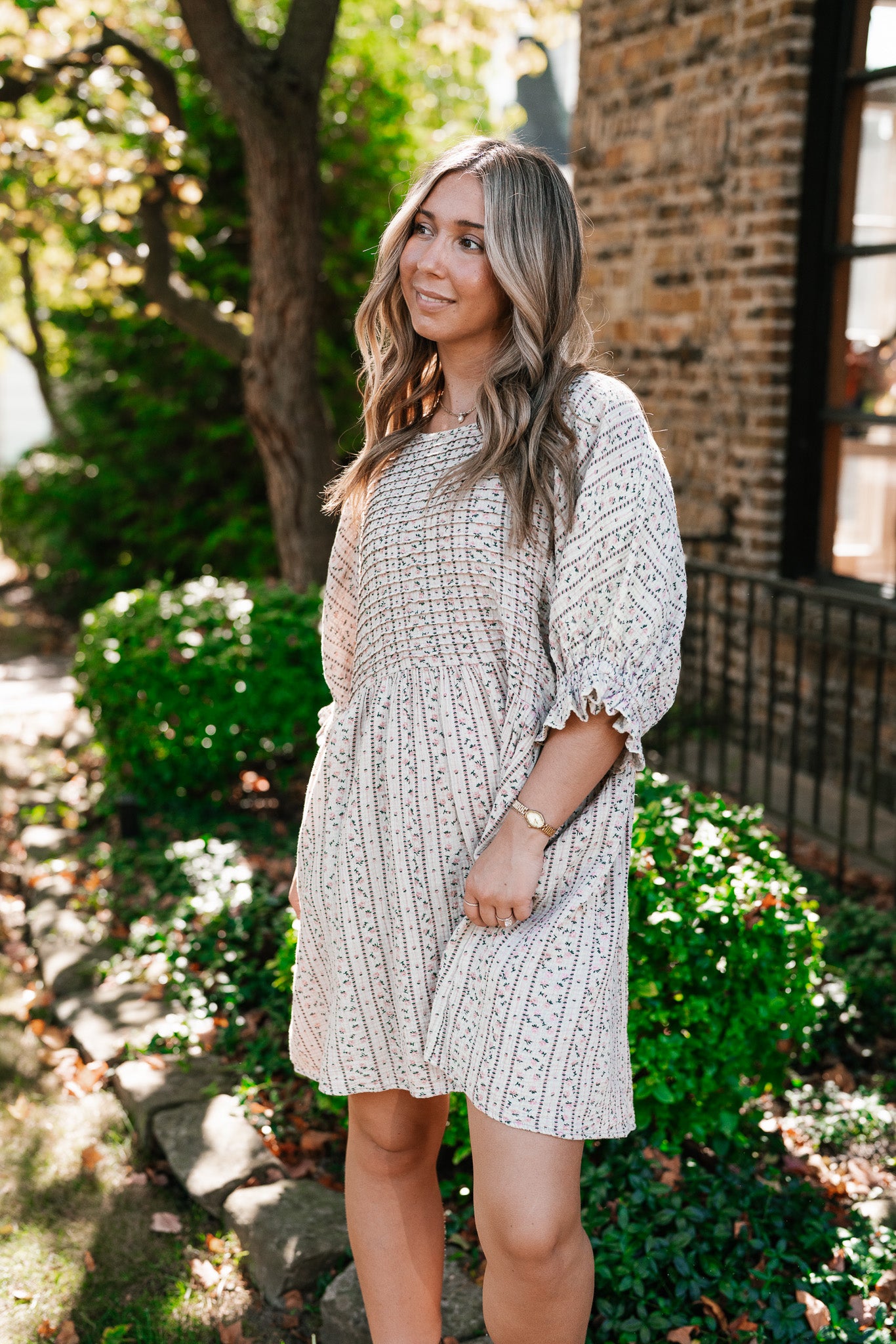 Timeless Dream Textured Mini Dress - Sage Grey