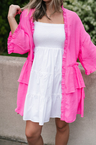 All You Need Pink Ruffle Kimono
